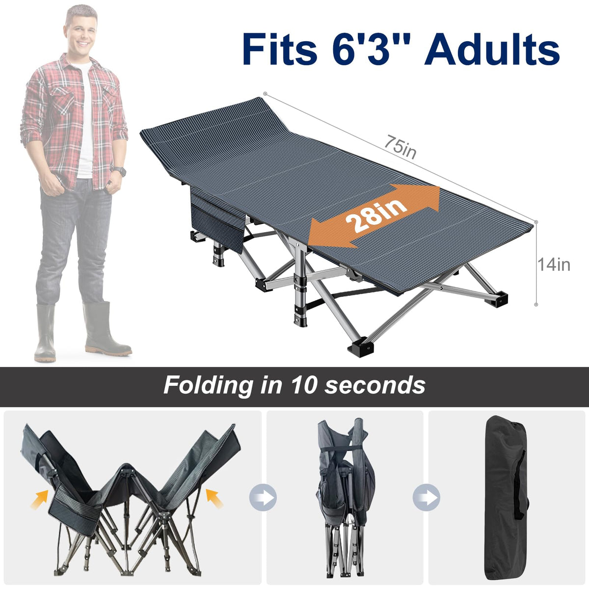 Camping Cot with Mattress V965708