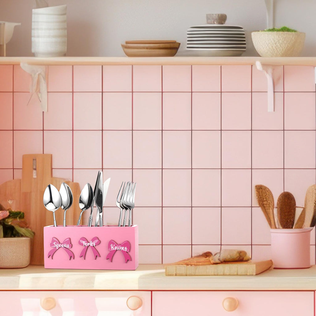 Pink Wood Utensil Holder E5479