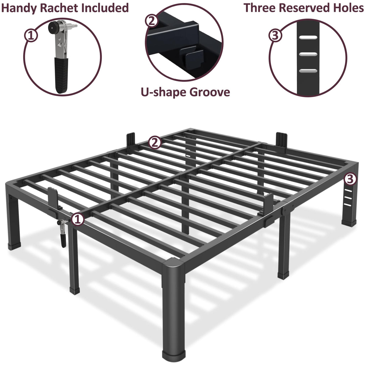 18 inch Queen Metal Platform Bed Frame B343