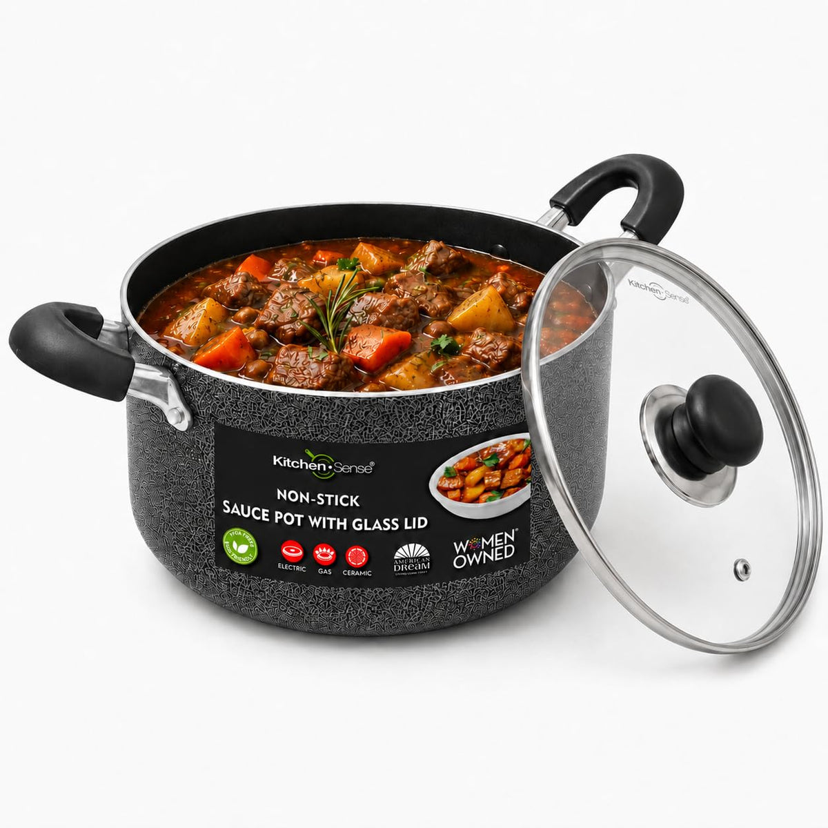 24QT Aluminum Sauce Pot with Glass Lid C7411