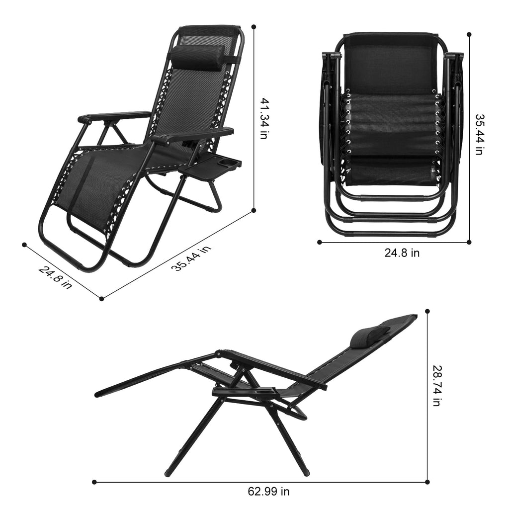 Set of 2 Adjustable Steel Mesh Zero Gravity Lounge Chair Recliners F43532