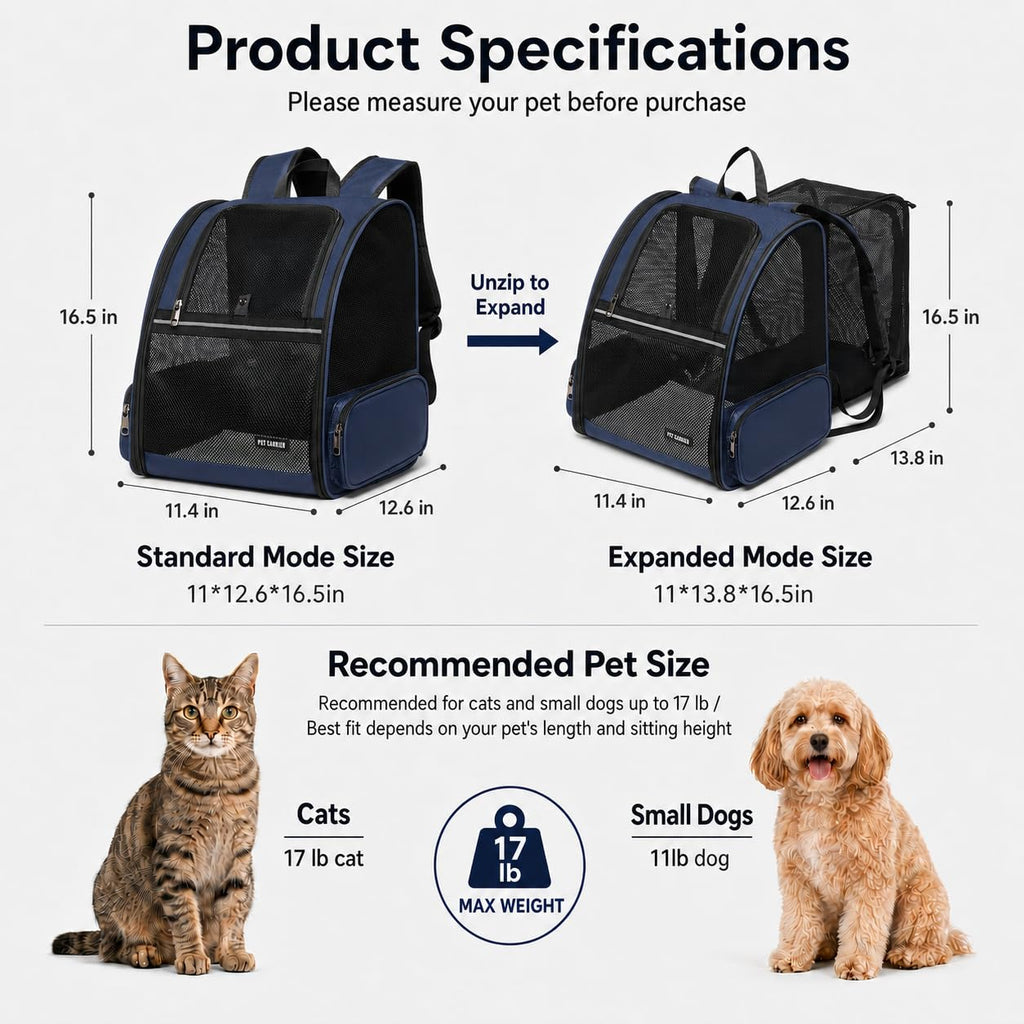 Blue Expandable Cat Carrier Backpack Q441102