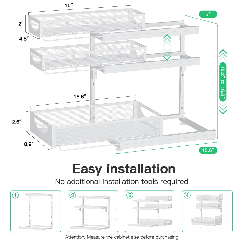 2-Pack 3-Tier Pull Out Under Sink Organizer J924146