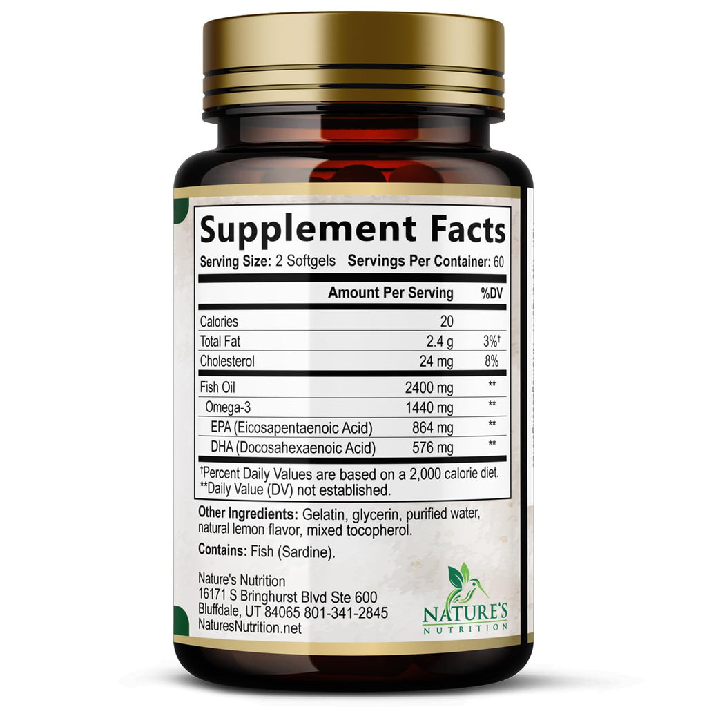 Omega 3 Fish Oil 2400mg 120 Softgels V66125