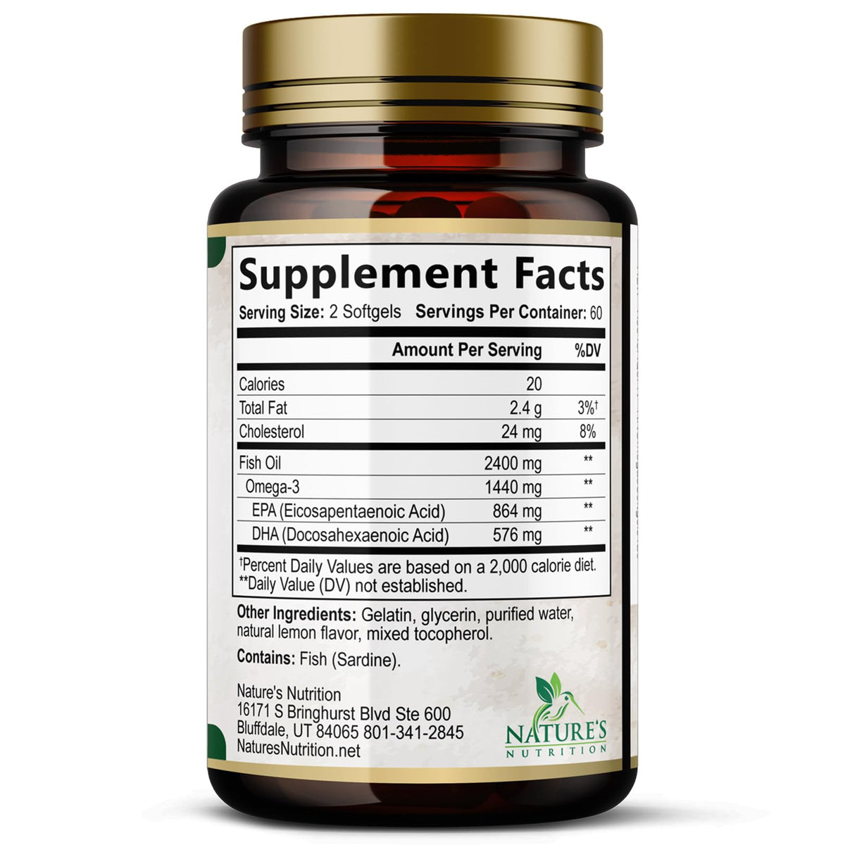 Omega 3 Fish Oil 2400mg 120 Softgels V66125