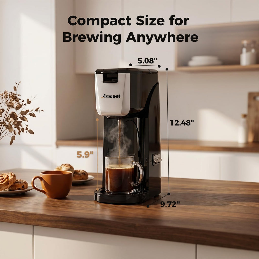 2-in-1 Single Serve Coffee Maker, K Cup & Ground, 6-14 oz, Silver K534