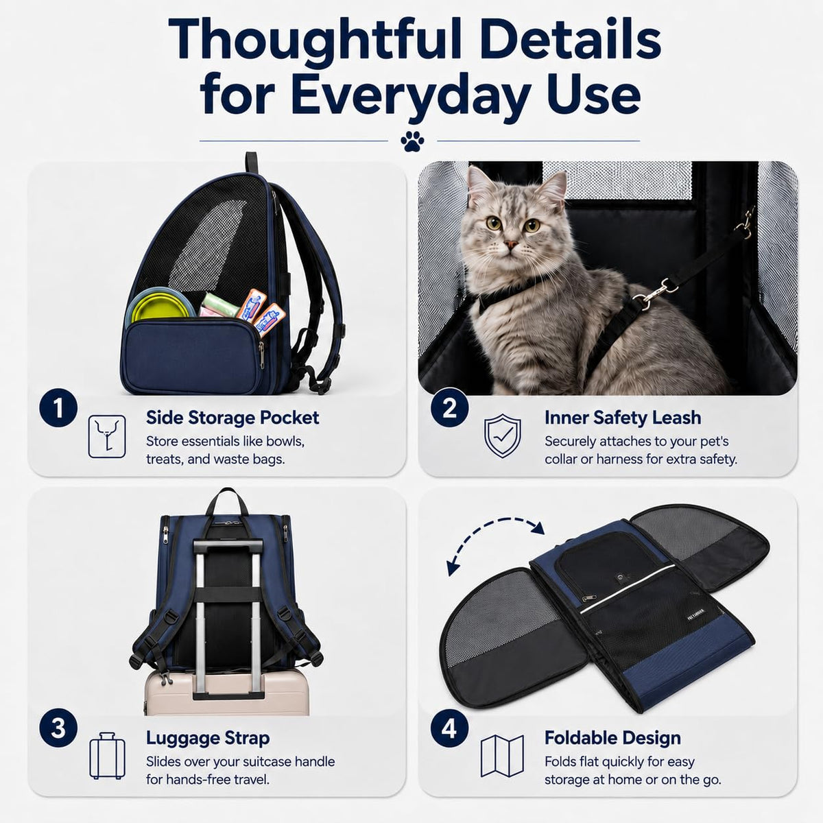 Blue Expandable Cat Carrier Backpack Q441102