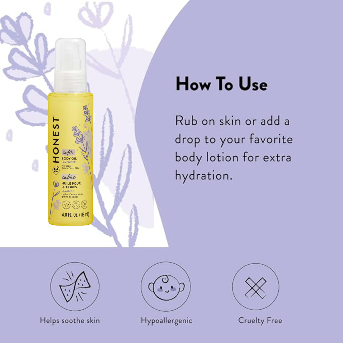 Hypoallergenic Lavender Infused Body Oil 4.0 fl oz I729618