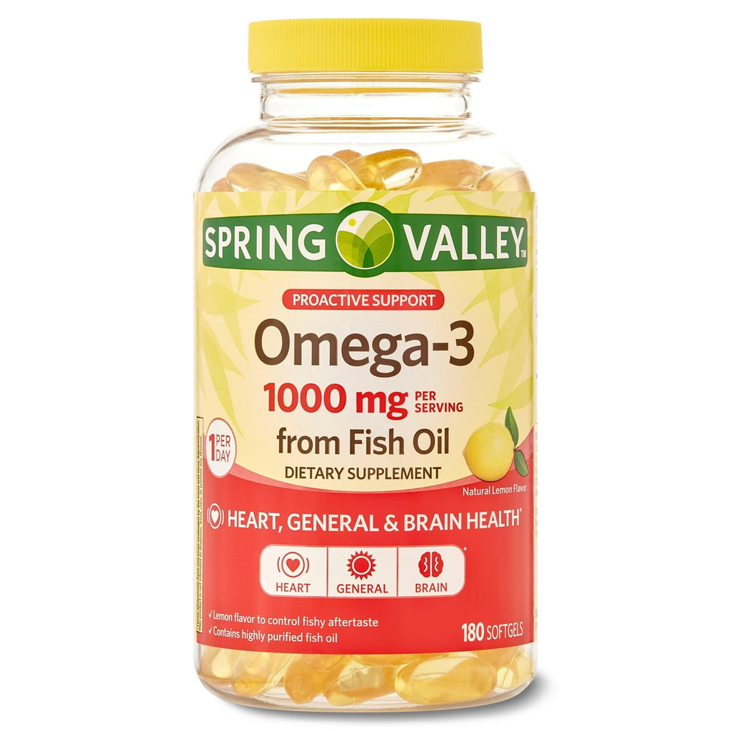 Omega-3 Fish Oil Soft Gels 1000 mg 180 Count Dietary Supplement W11543