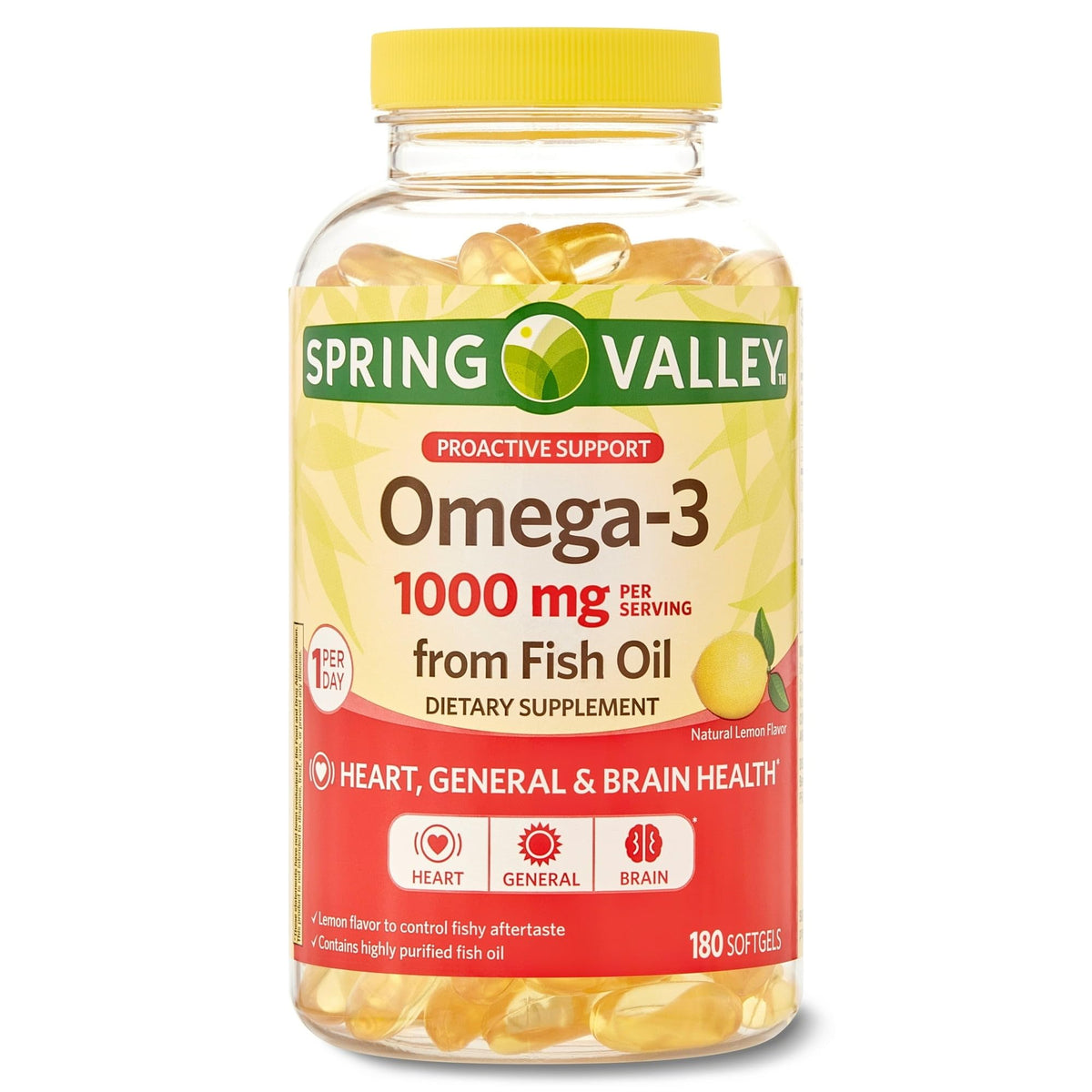 Omega-3 Fish Oil Soft Gels 1000 mg 180 Count Dietary Supplement W11543