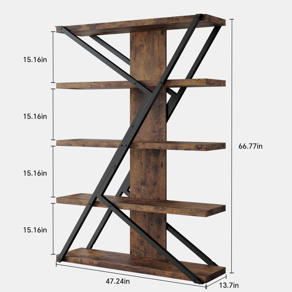 5-Tier Wood and Metal Bookshelf V764289