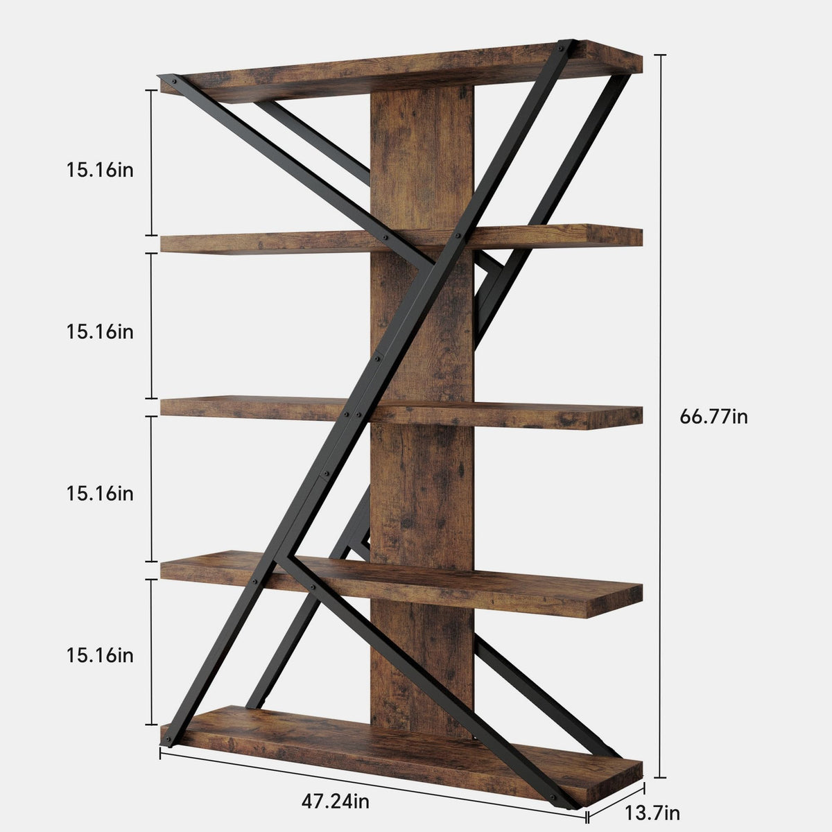 5-Tier Wood and Metal Bookshelf V764289