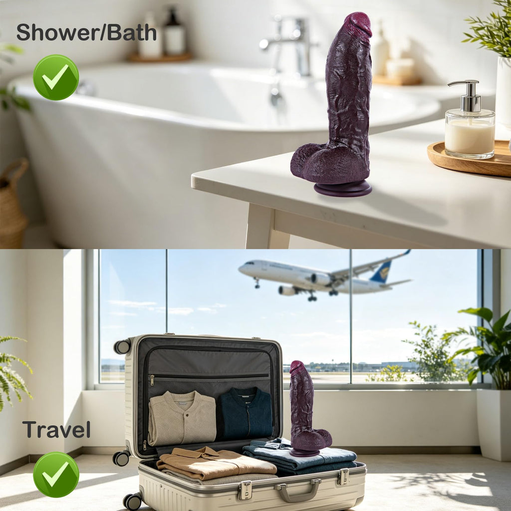 9.7" Dual Density Black Dildo with Suction Cup W86692