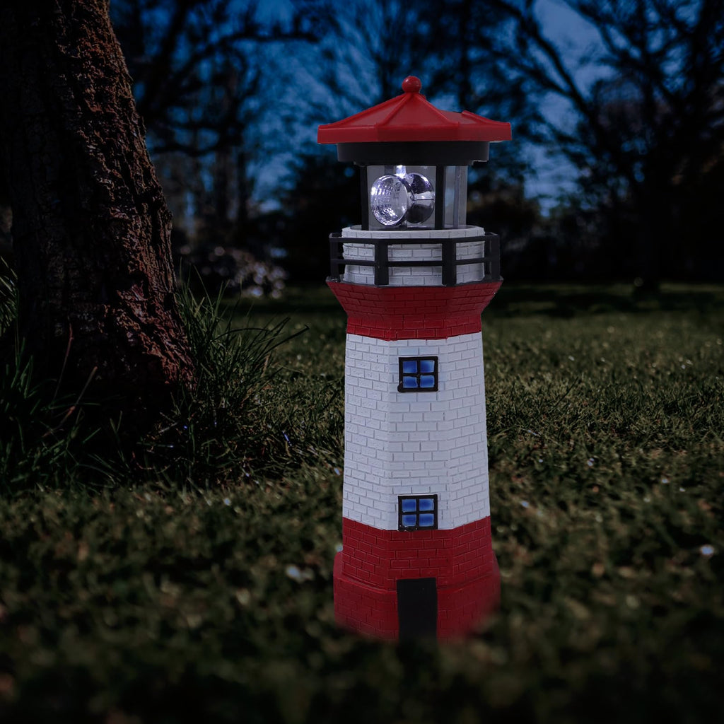 Solar Powered Rotating Lighthouse Resin LED Light D588
