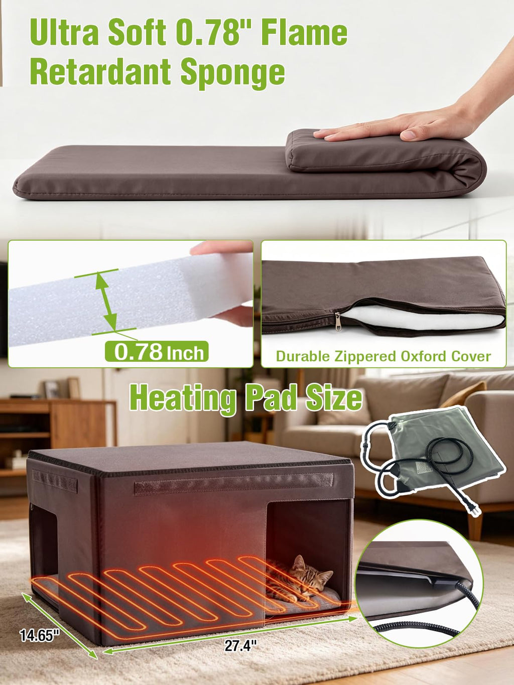 6-Sides Insulated Outdoor Heated Cat House B110