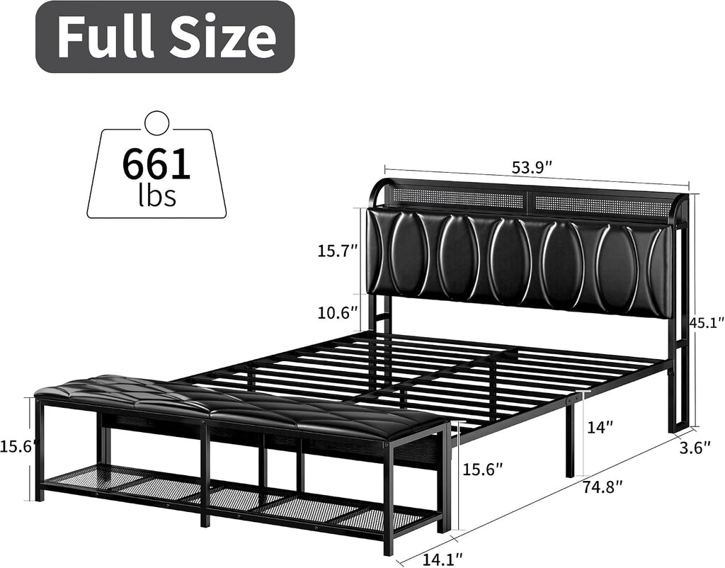 Black Full Size Upholstered Bed Frame with Storage D983988
