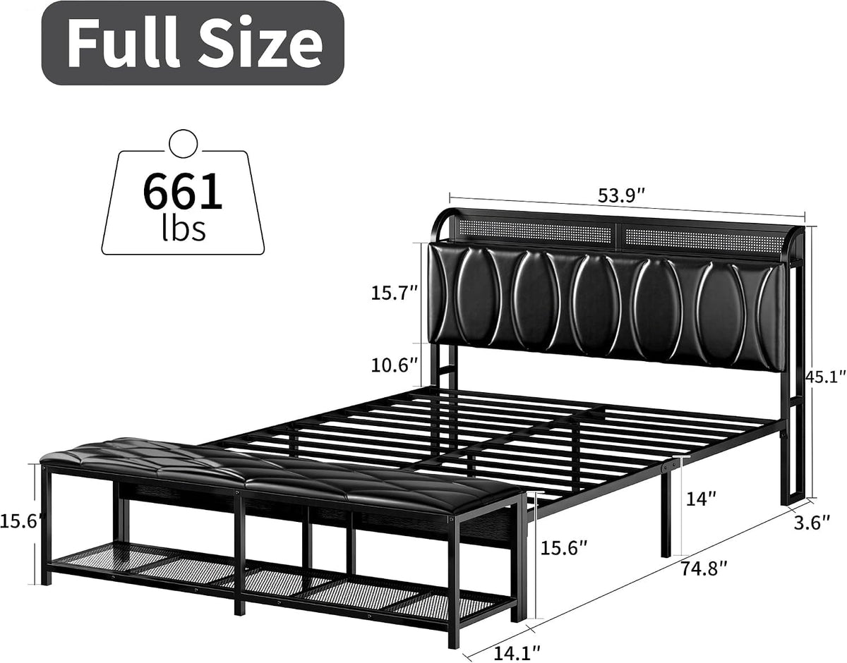 Black Full Size Upholstered Bed Frame with Storage D983988