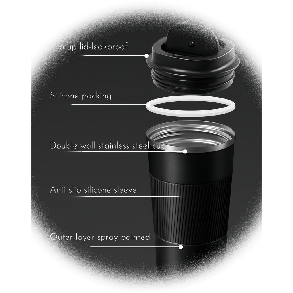 Stainless Steel Insulated Travel Coffee Mug Flip up Tumbler, Double wall Leak Proof Vacuum Cup Keep Drink Cold and Hot (Red, 17 Ounces) H5961