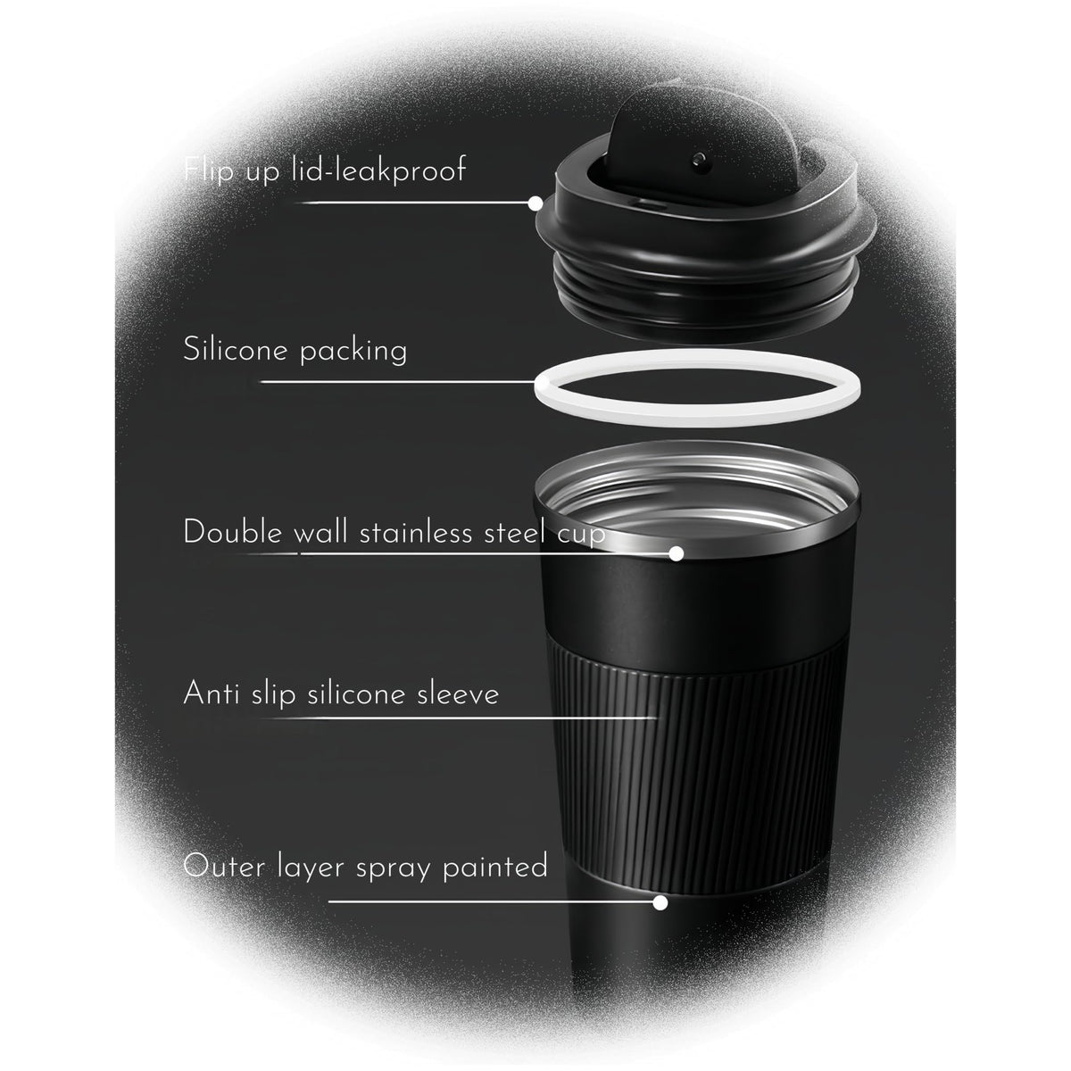 Stainless Steel Insulated Travel Coffee Mug Flip up Tumbler, Double wall Leak Proof Vacuum Cup Keep Drink Cold and Hot (Red, 17 Ounces) H5961