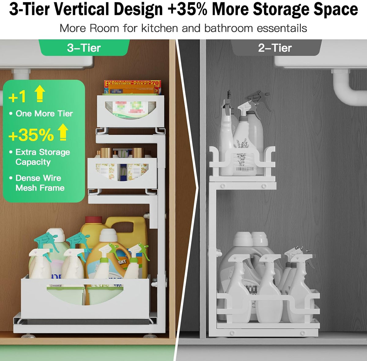 2-Pack 3-Tier Pull Out Under Sink Organizer J924146