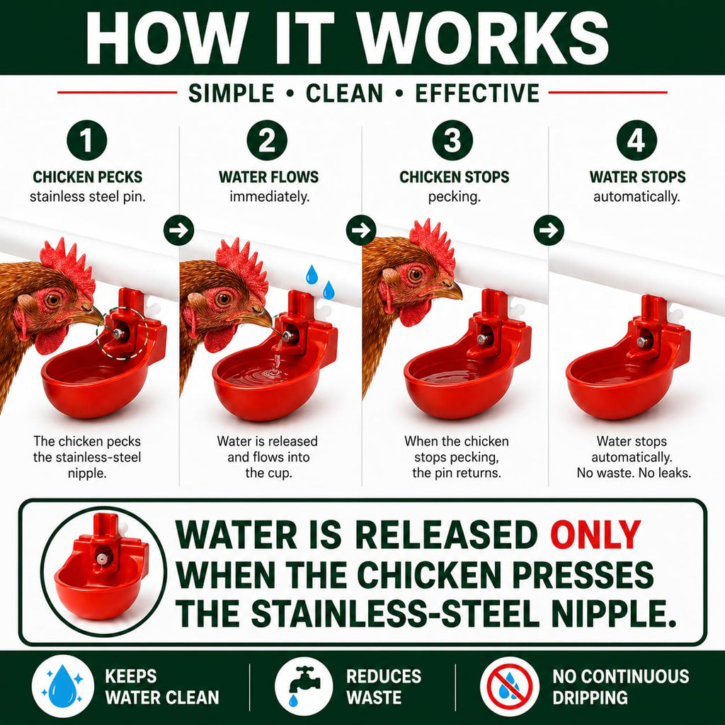 12-Pack Chicken Water Nipples with Cups L231