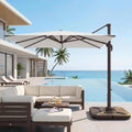 11ft Offset Cantilever Patio Umbrella with Solar Lights A749548
