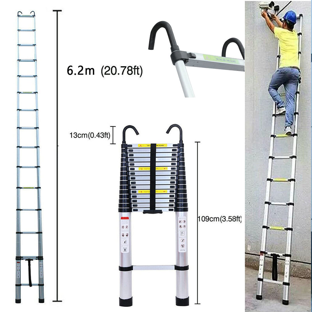 Aluminum Telescoping Extension Ladder 330 Lb Capacity H5926