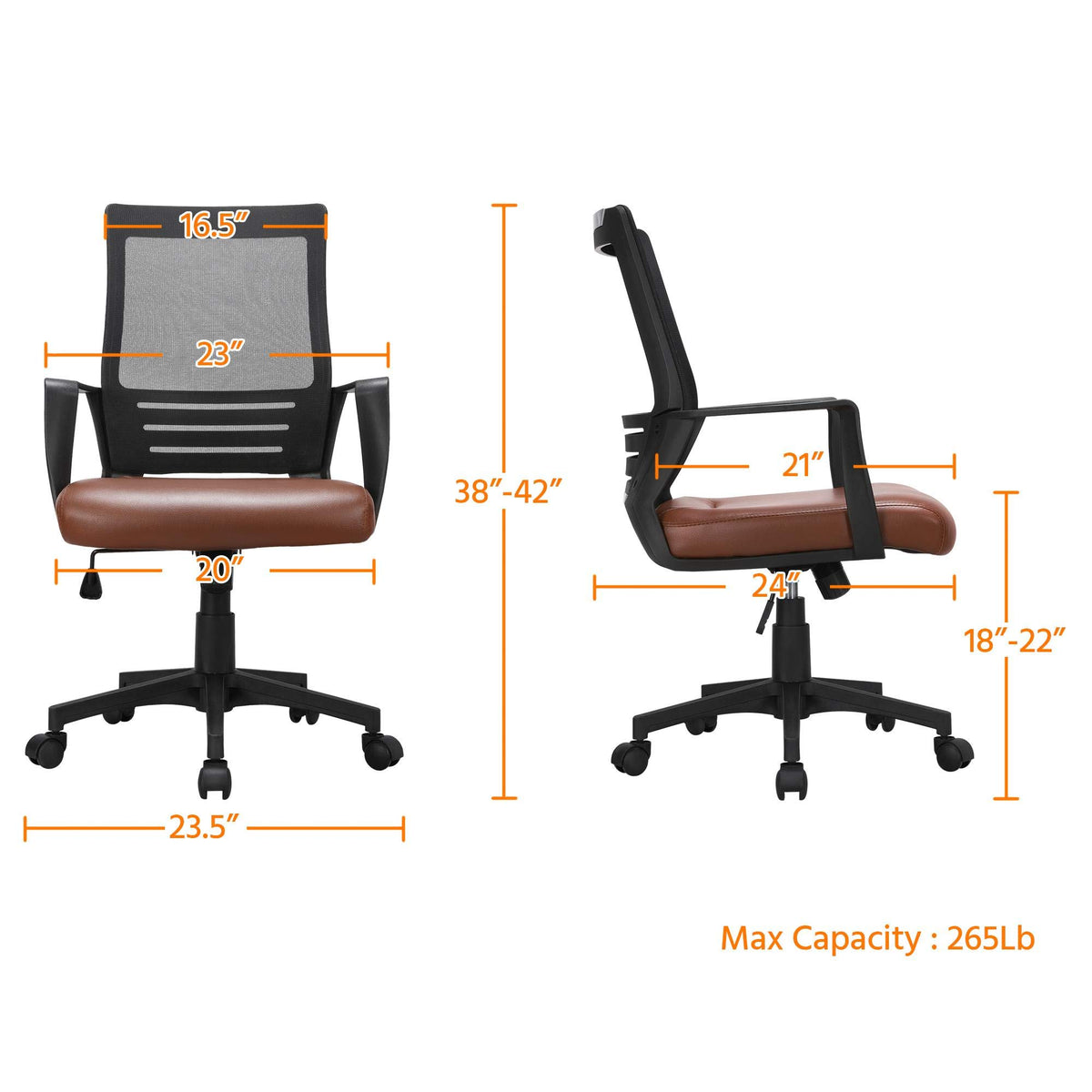 Brown Mesh Swivel Office Desk Chair F8013