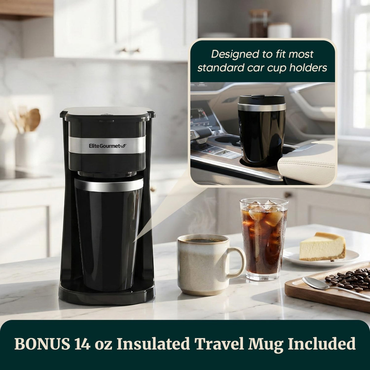 Black Single-Serve Compact Coffee Maker U2696