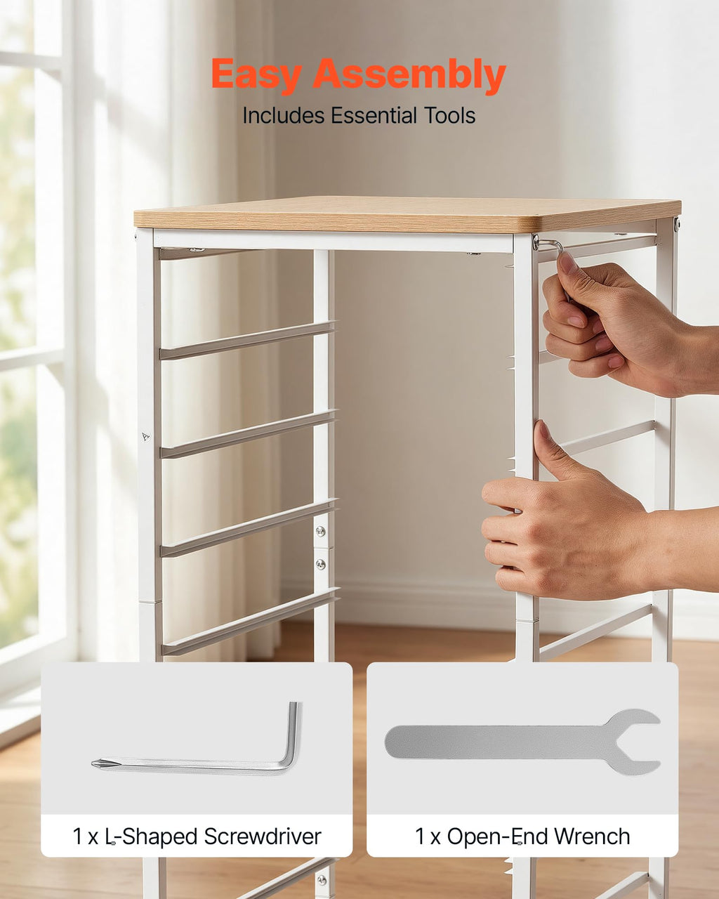 8 Drawer Rolling Storage Cart with Wood Top D307