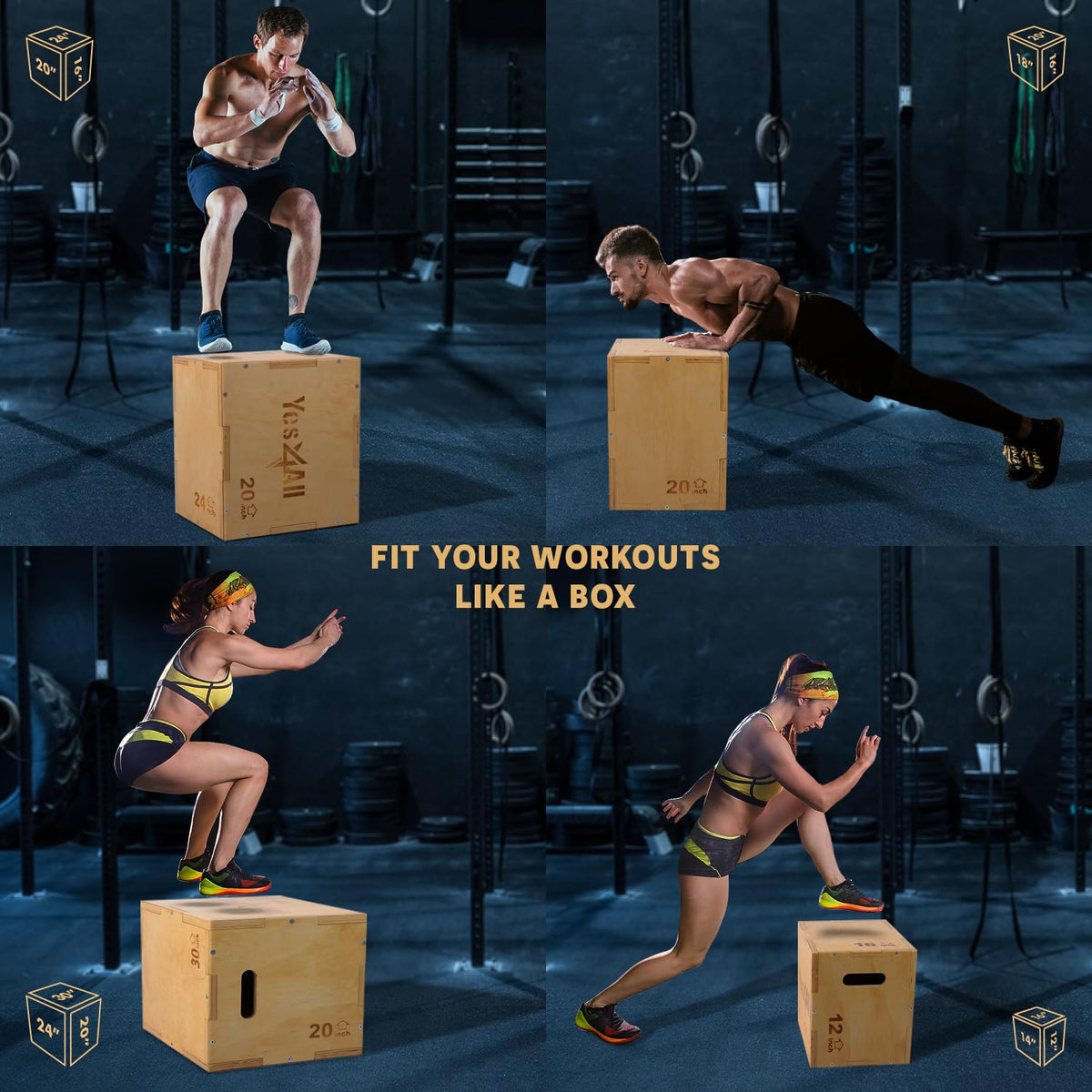 3-in-1 Wooden Plyo Box J190