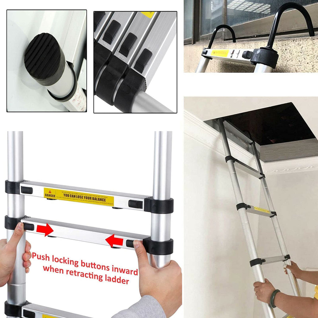 Aluminum Telescoping Extension Ladder 330 Lb Capacity H5926