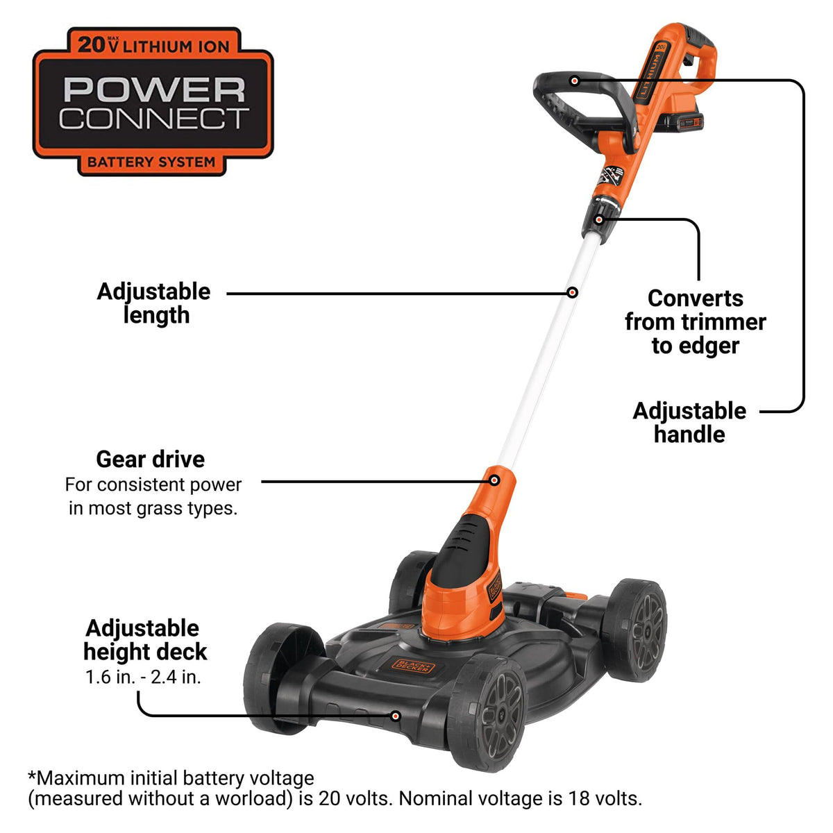 Cordless 3 in 1 Weed Eater, Lawn Edger and Lawn Mower L499823