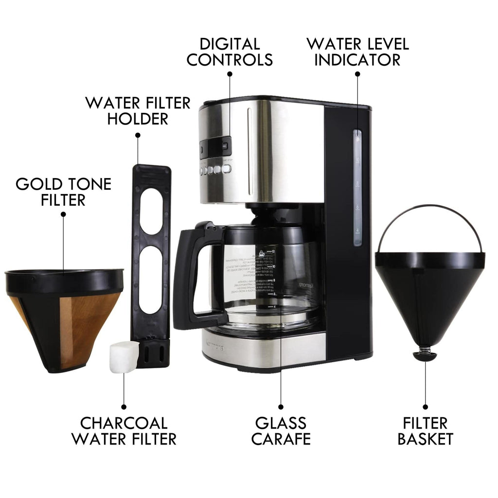 Programmable Drip Coffee Maker with Glass Pot, 12 Cup Black U8830