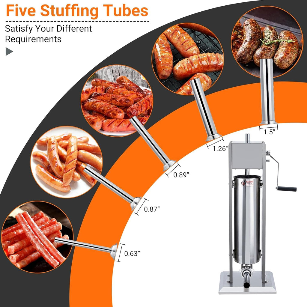 15L Sausage Stuffer with 5 Stainless Steel Tubes F169