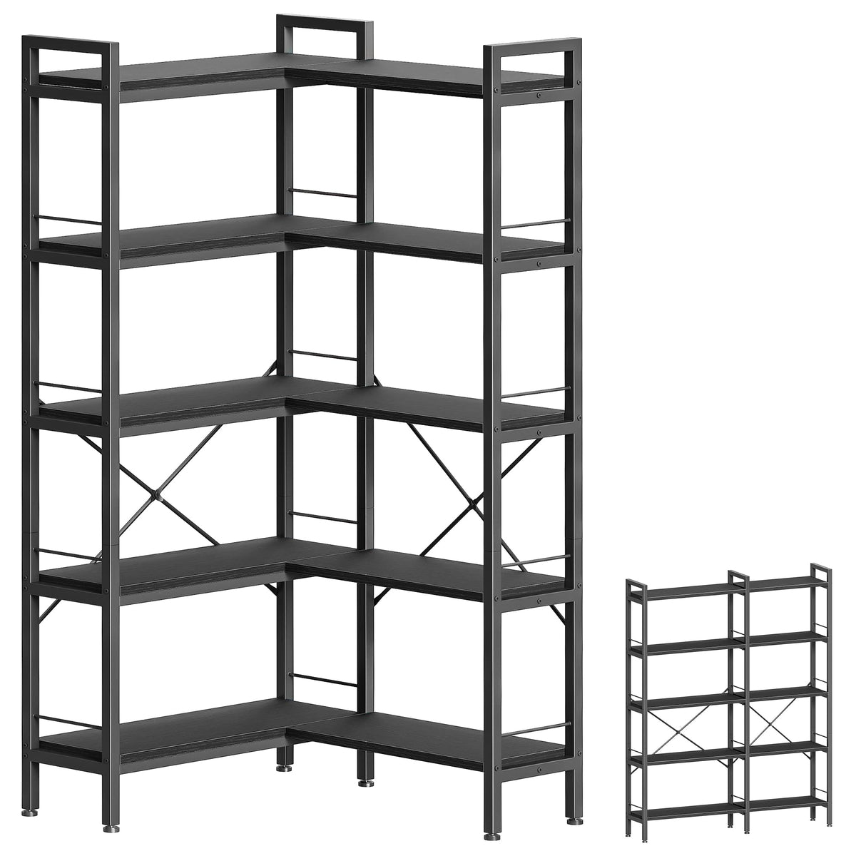 5 Tier L Shaped Corner Bookshelf with 10 Open Shelves Z274420