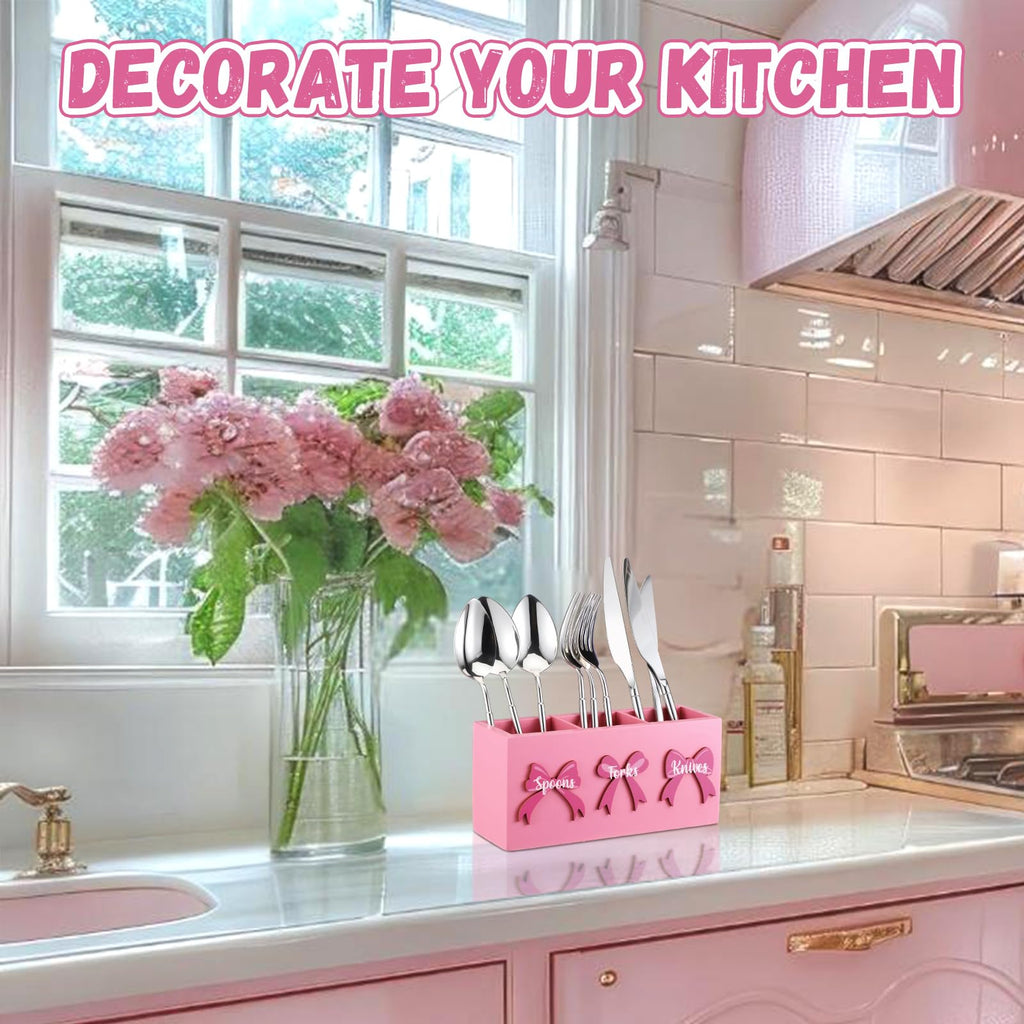 Pink Wood Utensil Holder E5479