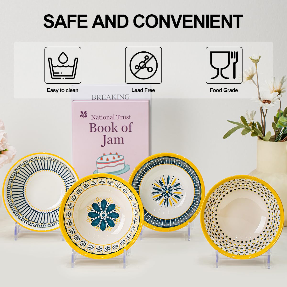 Bohemian Ceramic Bowls Set of 4 G469701