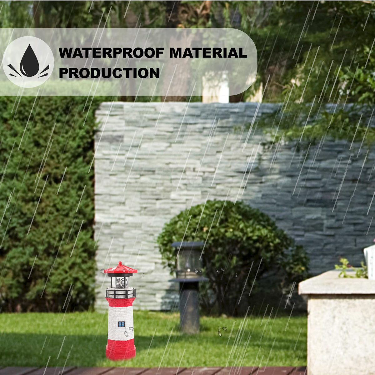 Solar Powered Rotating Lighthouse Resin LED Light D588