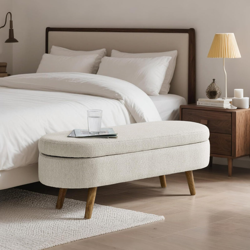 Oval Storage Bench Linen Fabric P355584
