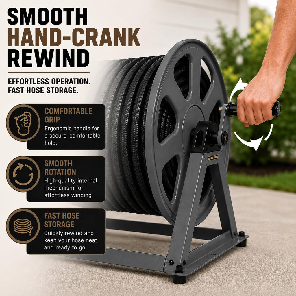 200ft Heavy Duty Metal Floor and Wall Mounted Hose Reel P861741
