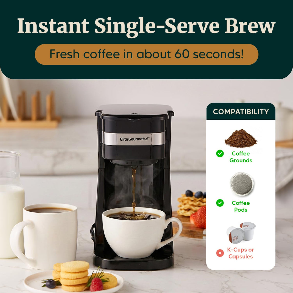 Black Single-Serve Compact Coffee Maker U2696