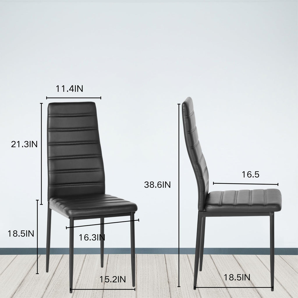 Black PU Dining Chairs Set of 4 Metal Legs U9205