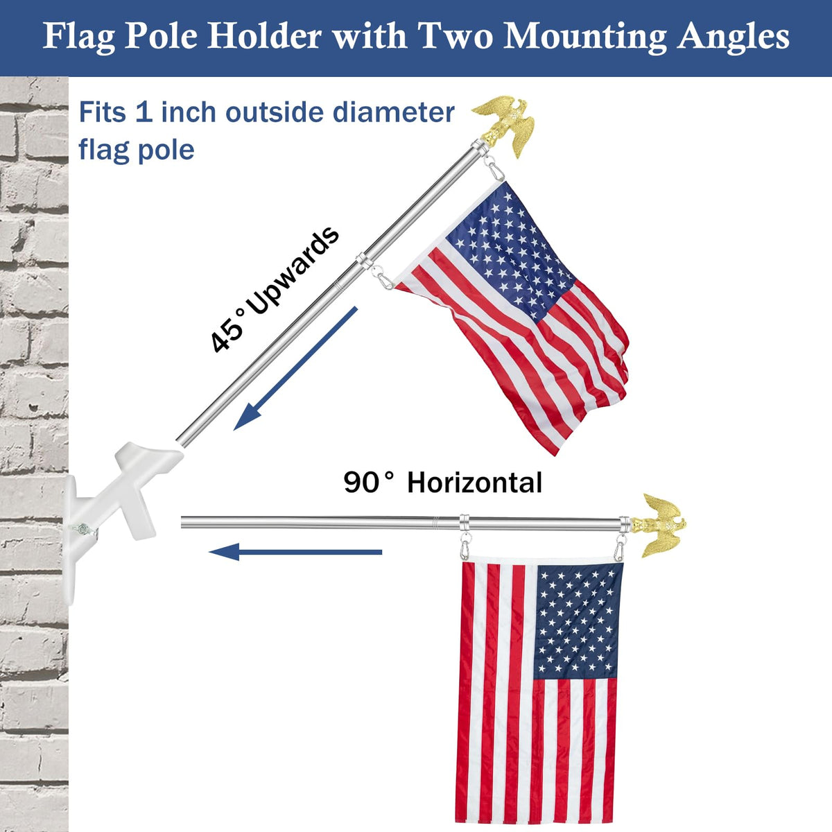 5 FT Stainless Steel Flag Pole with Eagle Topper E932