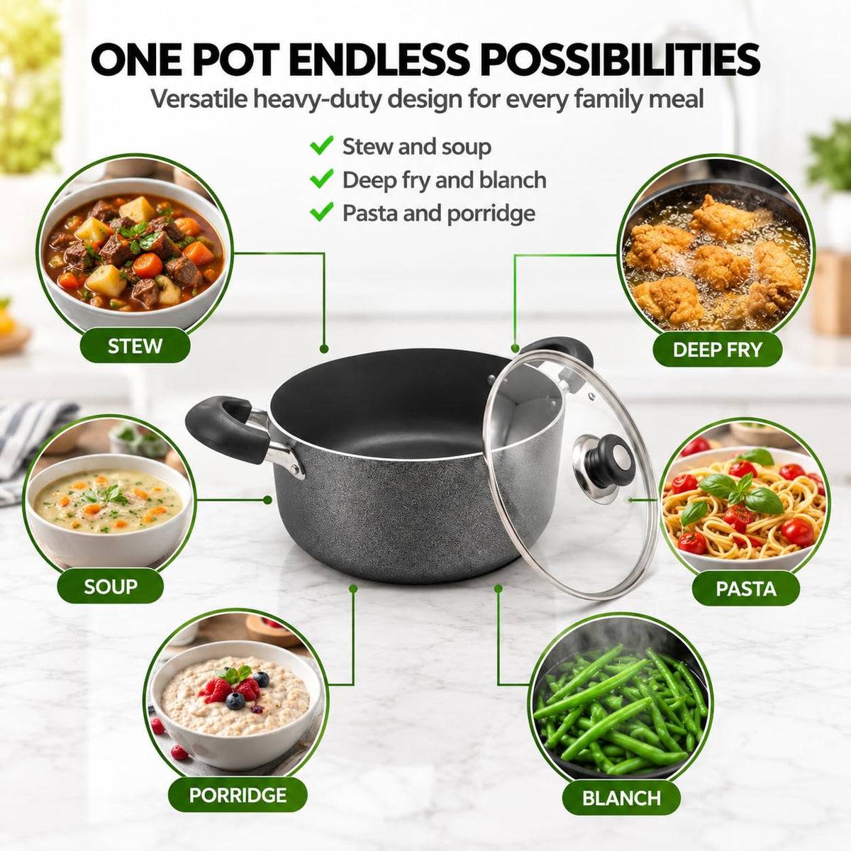 24QT Aluminum Sauce Pot with Glass Lid C7411