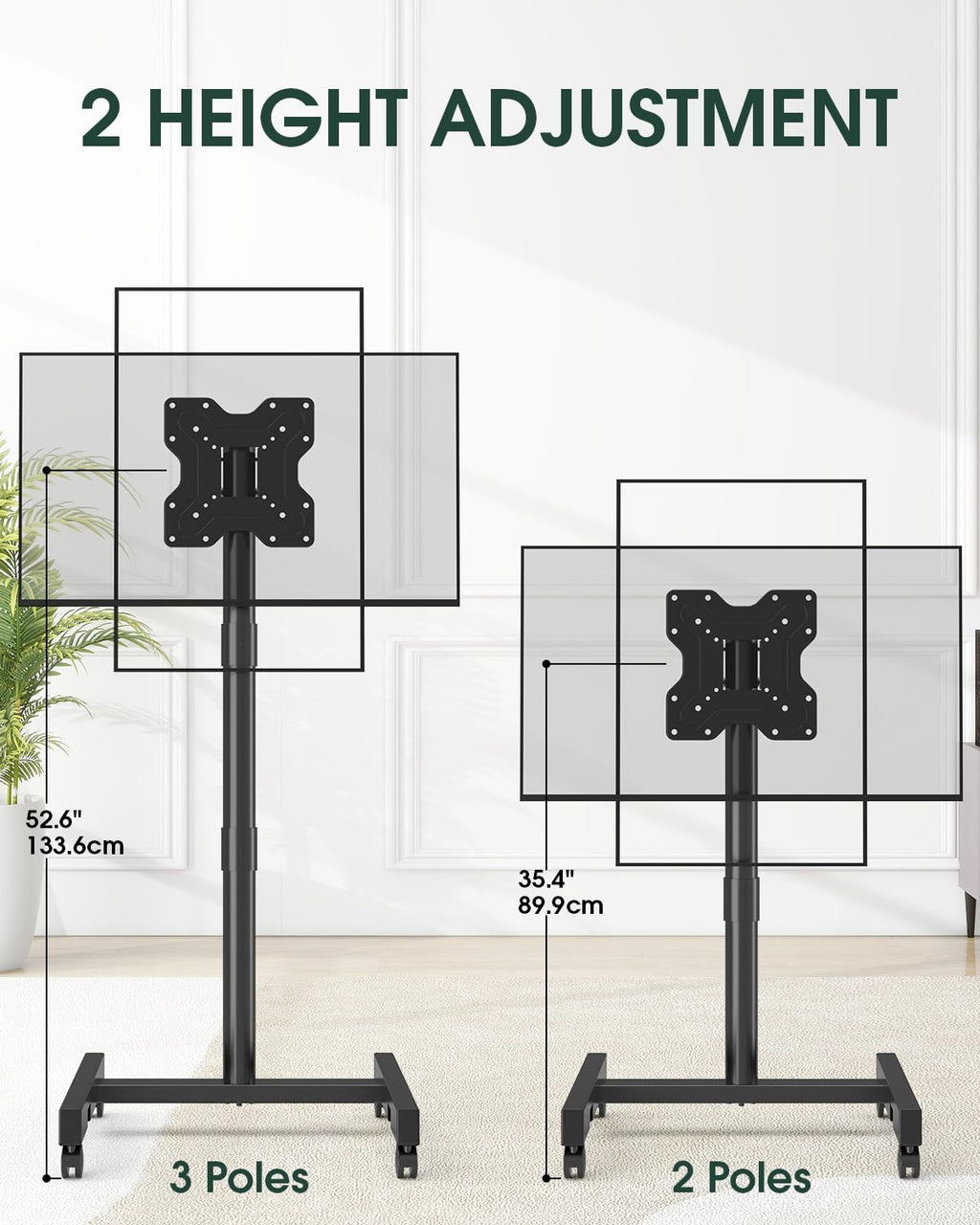 Black Rolling TV Stand for 13-50 inch Screens L7686