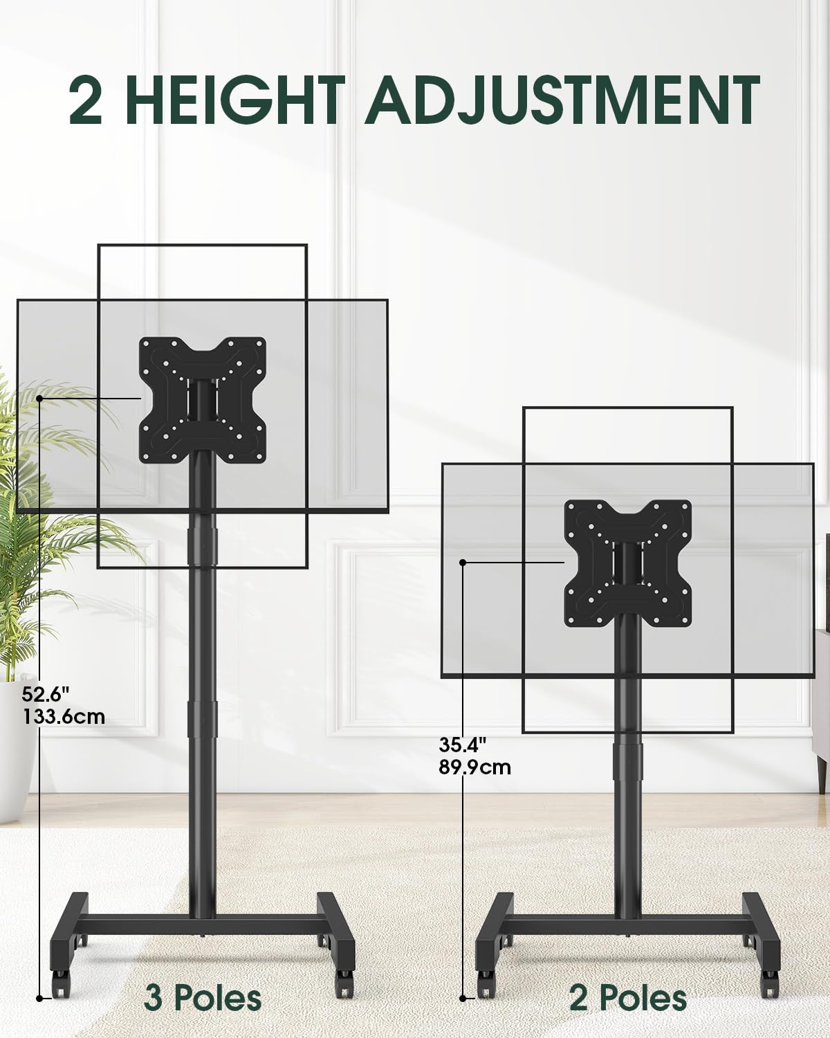 Black Rolling TV Stand for 13-50 inch Screens L7686