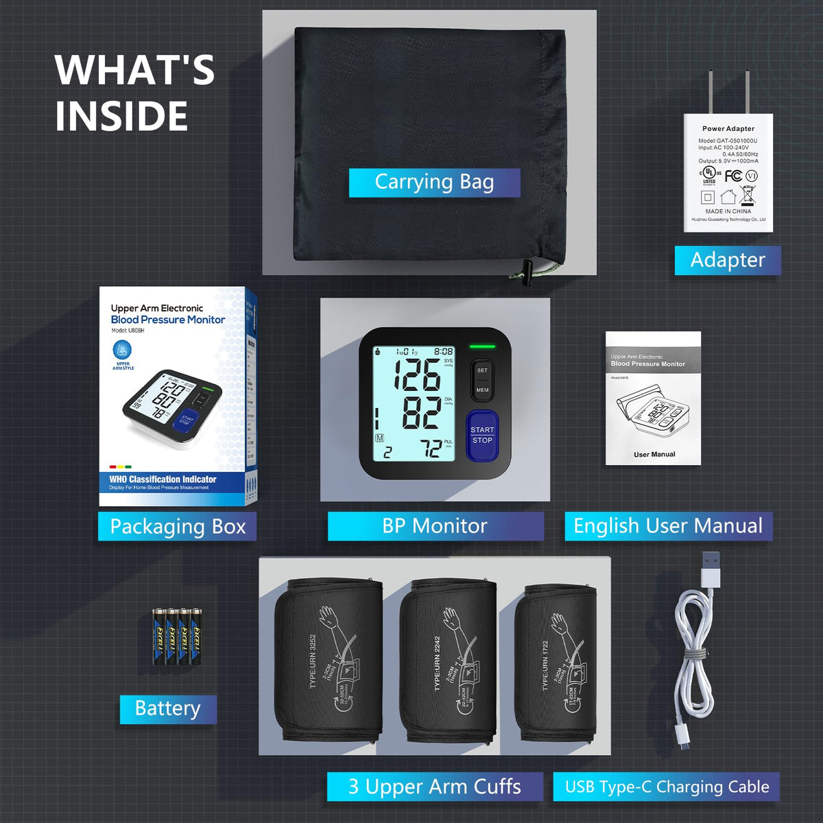 Automatic Digital Blood Pressure Machine with 3 Size Cuffs M799891