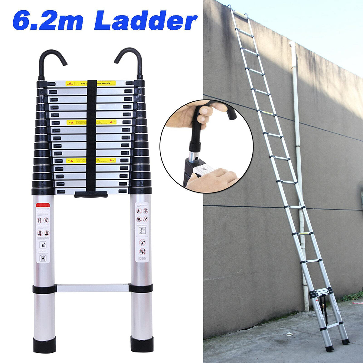 Aluminum Telescoping Extension Ladder 330 Lb Capacity H5926
