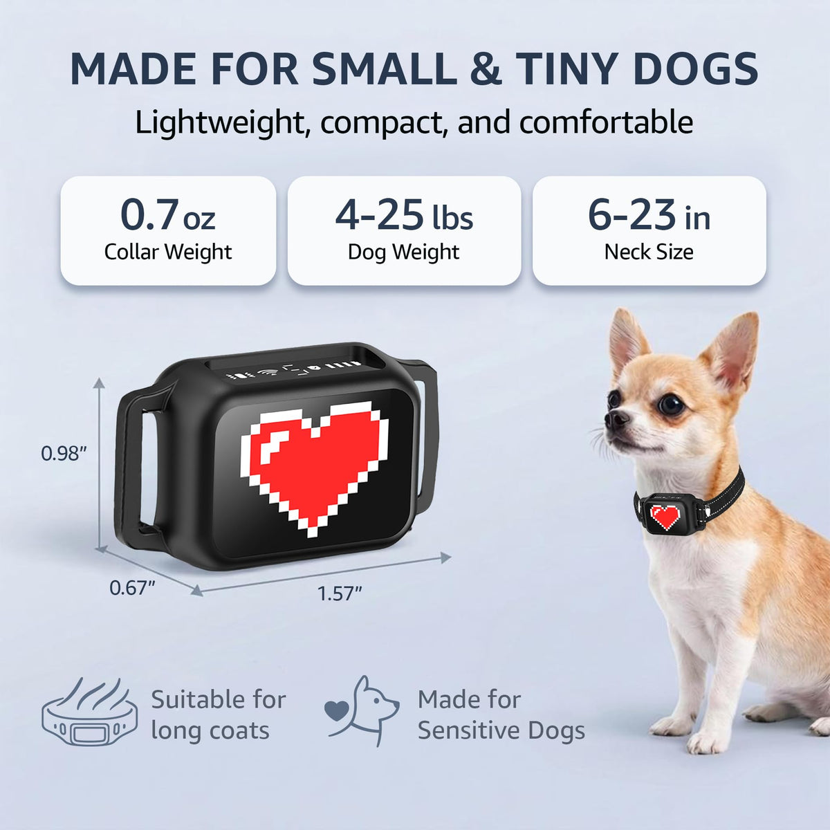 Small Dogs Bark Collar with Magnetic Charging L94008